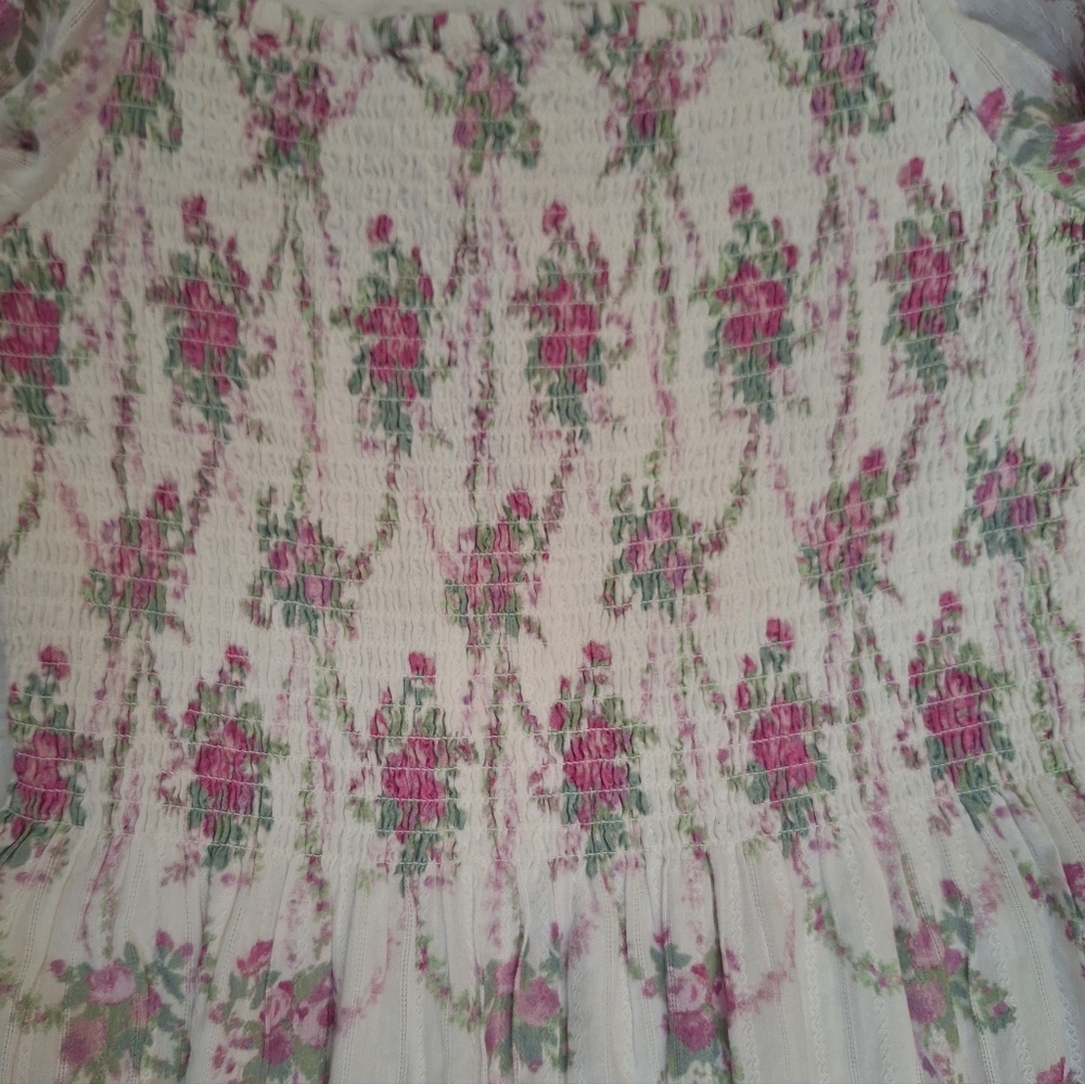 NWT LoveShackFancy White and Pink Floral Dress - Picture 8 of 13